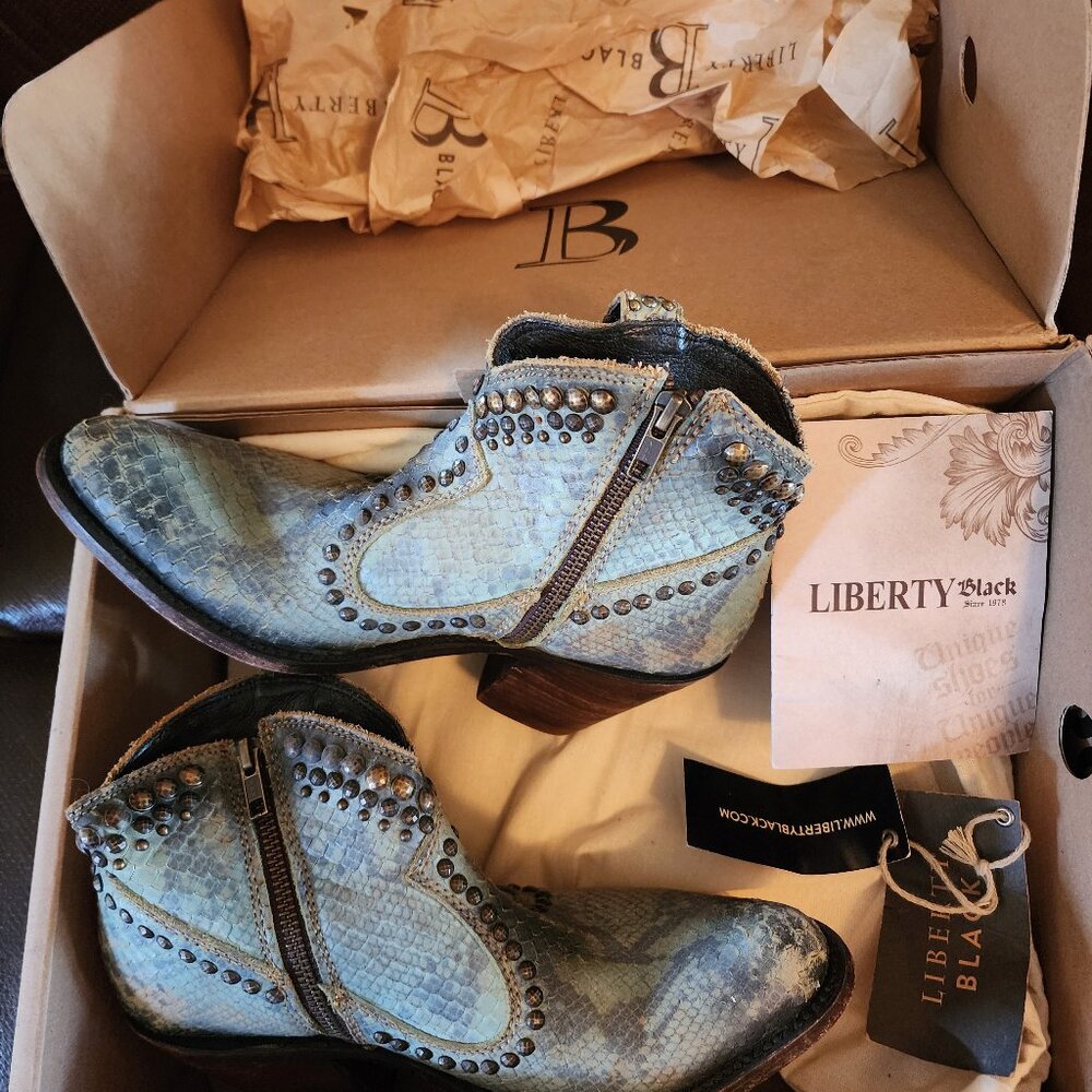 Worn Once "Liberty Black" Brand..Studded Python B… - image 1